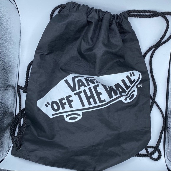 Vans Black Logo Backpack Drawstring Bag Lightweight Classic Design Packable - Picture 1 of 7